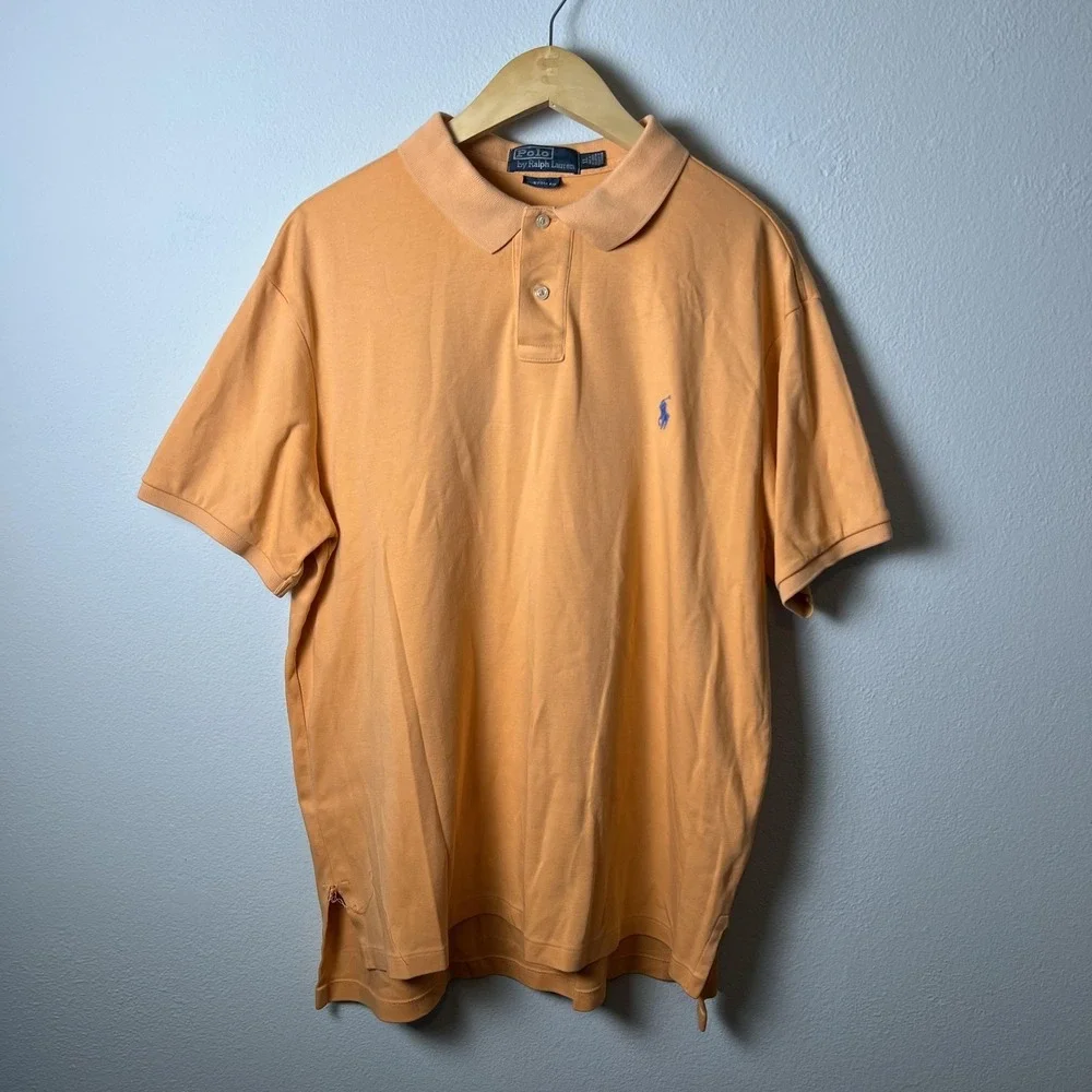 Polo Ralph Lauren Polo‎ Shirt Mens XL Orange Custom Fit Short Sleeve Classic